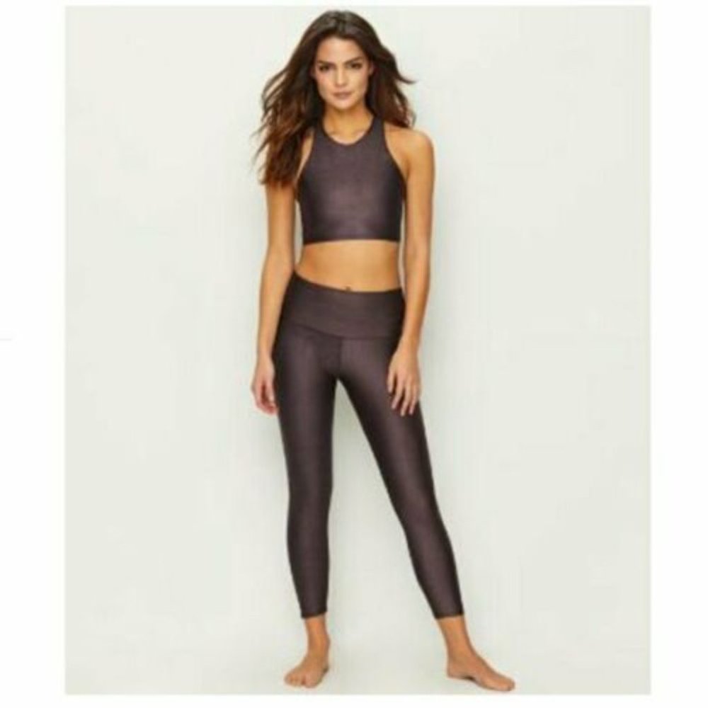 ONZIE Flow Crop Leggings XS Shimmer bronze purple